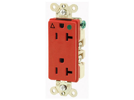 Bryant Style Receptacle Isolated Ground Hospital Grade 20A 125V 5-15R Red (9300IGRED)