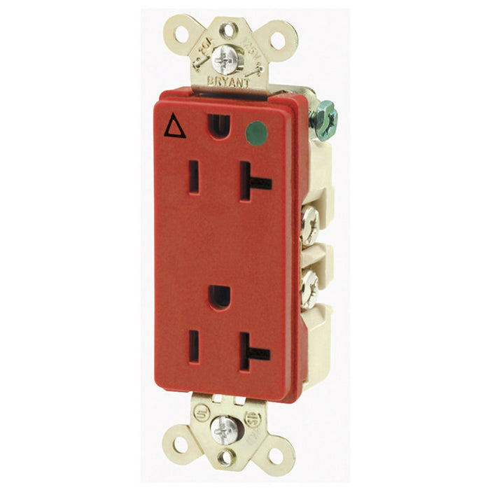 Bryant Style Receptacle Isolated Ground Hospital Grade 20A 125V 5-15R Red (9300IGRED)