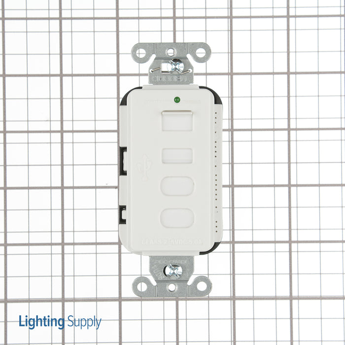 Bryant USB Charge 4-Port Type AC 5 Amp 5V White (USBB4ACW)