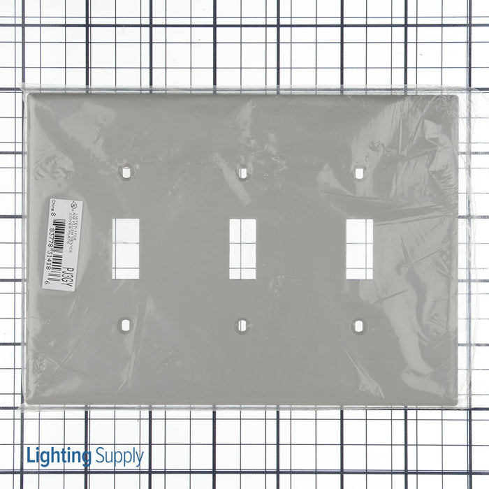 Bryant Wall Plate Mid-Size 3-Gang 3 Toggle Gray (PJ3GY)