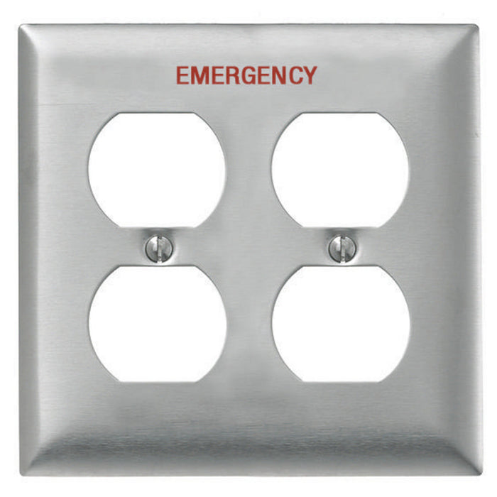 Bryant Wall Plate 2-Gang Duplex Emergency Stainless Steel (SS82MEV)