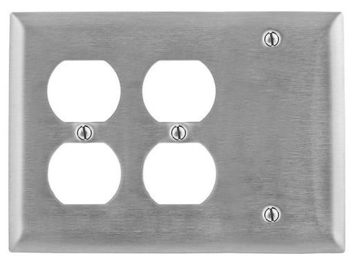 Bryant Wall Plate 3-Gang Duplex/Duplex/Blank Stainless Steel (SS211)