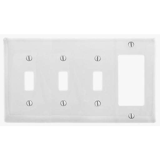 Bryant Polycarbonate Wall Plate 4-Gang 3 Toggle/1 Decorator White (P326W)