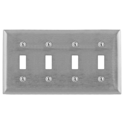 Bryant Wall Plate 4-Gang 347V Switch Stainless Steel (SS4C)