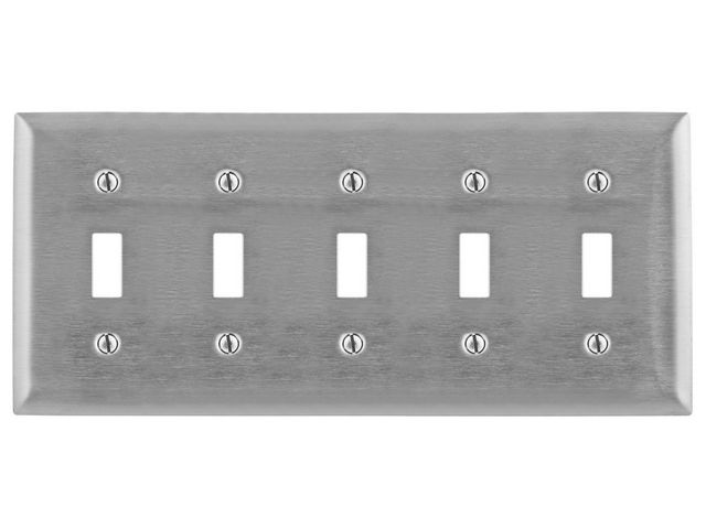 Bryant Wall Plate 5-Gang 347V Switch Stainless Steel (SS5C)