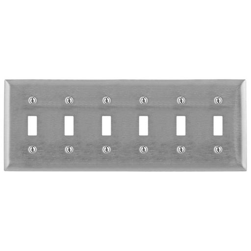 Bryant Wall Plate 6-Gang 347V Switch Stainless Steel (SS6C)