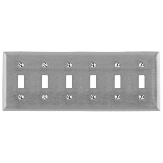 Bryant Wall Plate 6-Gang 347V Switch Stainless Steel (SS6C)