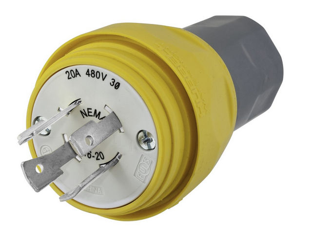 Bryant Watertight Plug NEMA L16-20P 20A/480V 3PH (BRY26W76)