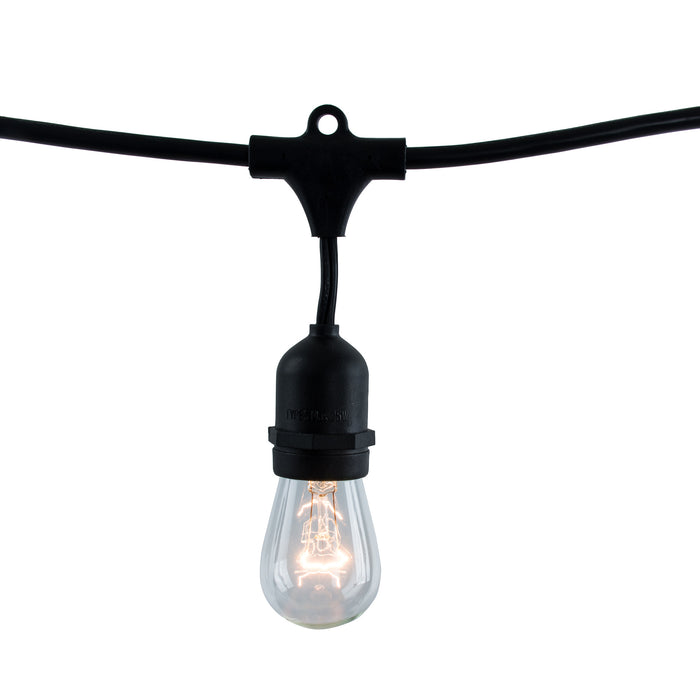 Bulbrite STRING10/E26/BLACK-S14KT 14 Foot String Light 10 Socket Kit Black With 11W S14 Clear 130V E26 Lamps 2700K (810006)