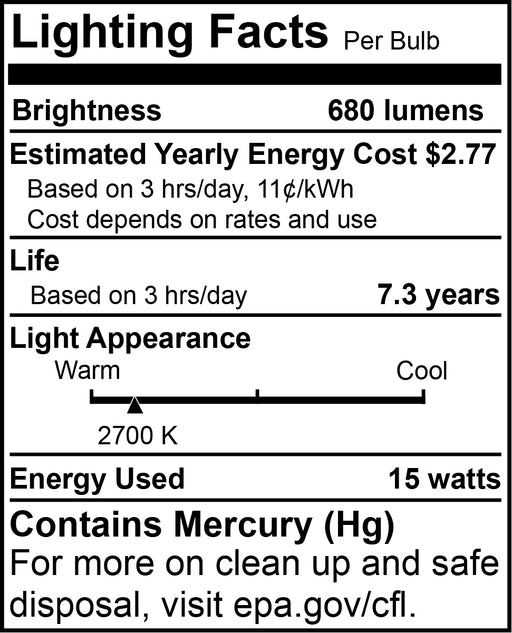 Bulbrite CF15R30WW/DM Energy Wiser 15W 120V Dimmable Reflectors R30 E26 Base 2700K (514215)
