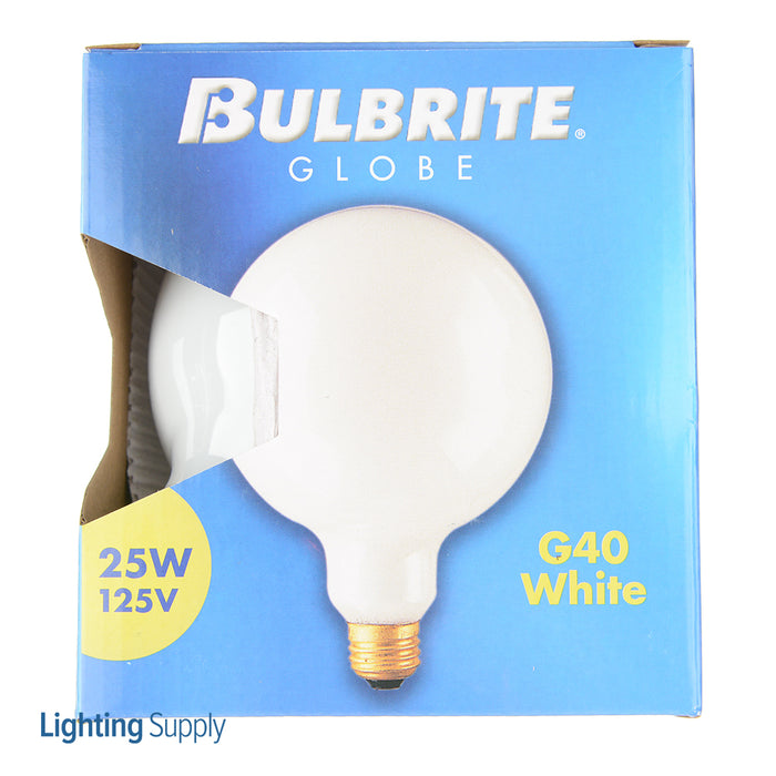 Bulbrite 25G40WH 25W G40 Globe White E26 125V 2700K (350025)