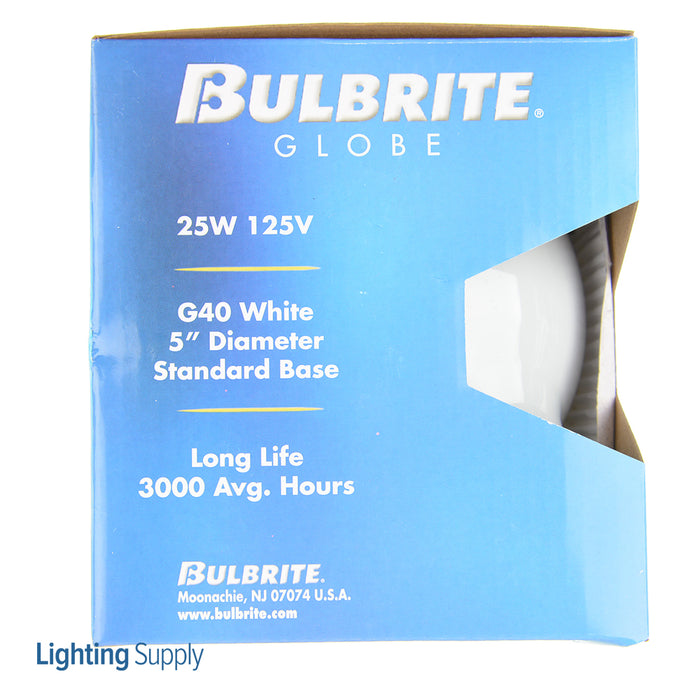 Bulbrite 25G40WH 25W G40 Globe White E26 125V 2700K (350025)