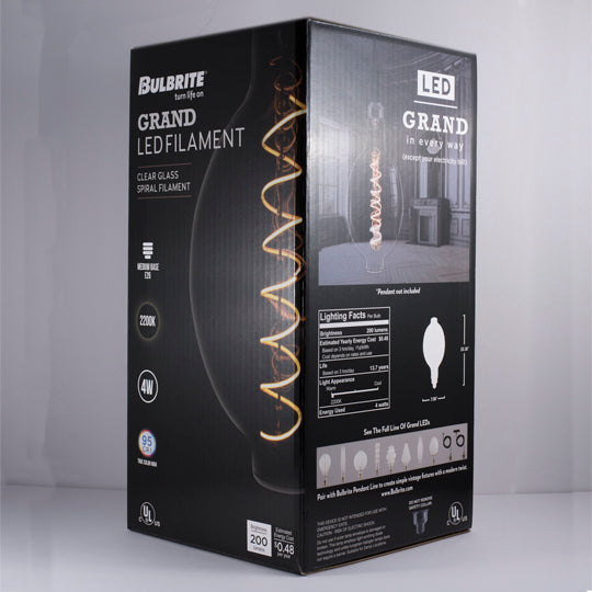 Bulbrite LED4BT56/22K/FIL 4W LED BT Shaped Grand 2200K Filament (776314)