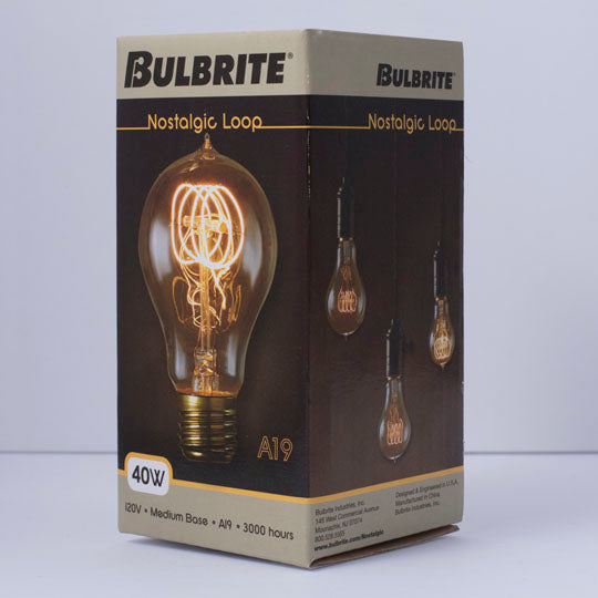 Bulbrite NOS40-VICTOR 40W A19 Nostalgic Loop E26 120V 2200K (134020)