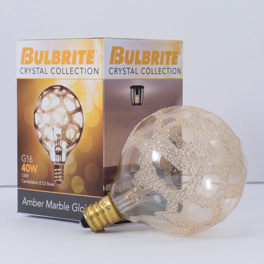 Bulbrite 40G16/MAR/E12 40W G16 Amber Marble E12 120V (144026)