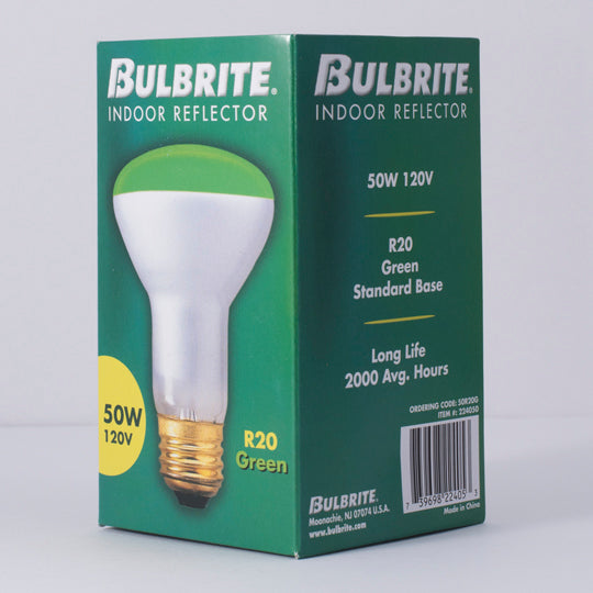 Bulbrite 50R20G 50W R20 Reflector Wide Flood Green E26 120V (224050)