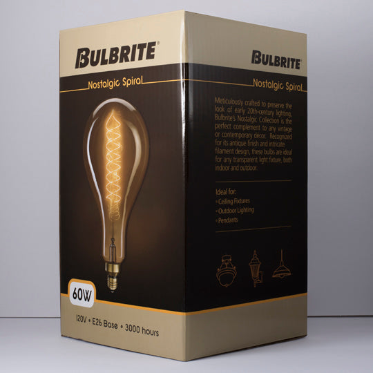 Bulbrite NOS60-PS 60W Pear Shaped Grand Nostalgic Spiral E26 120V 2200K (137101)
