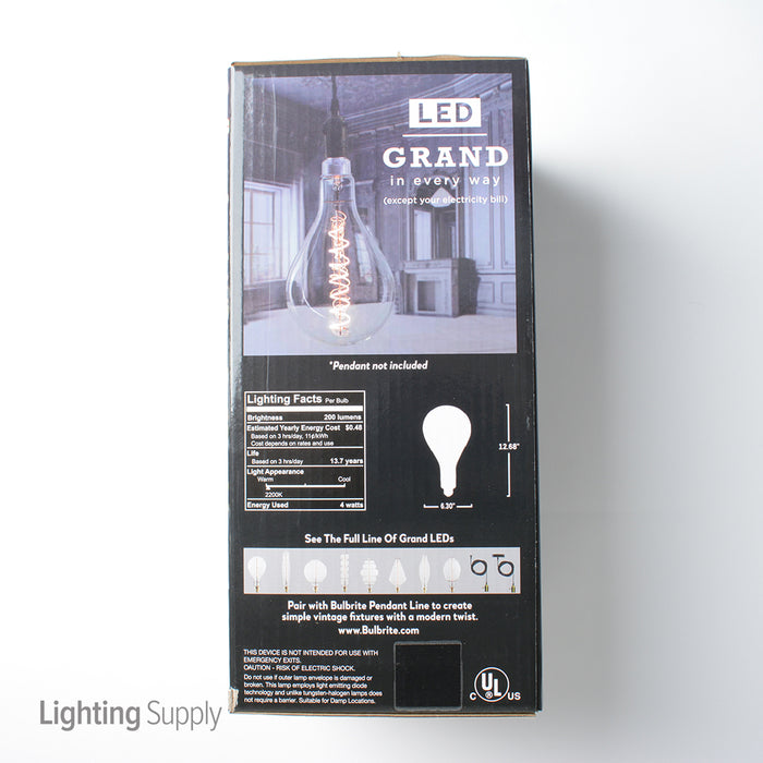 Bulbrite LED4PS52/22K/FIL 4W LED Pear Shaped Grand 2200K Filament (776300)