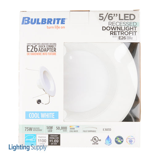 Bulbrite LED14REC/5/6/940/WHRD/D 14W LED 5/6 Inch Downlight Retrofit 4000K White Round Dimmable 120V (773167)