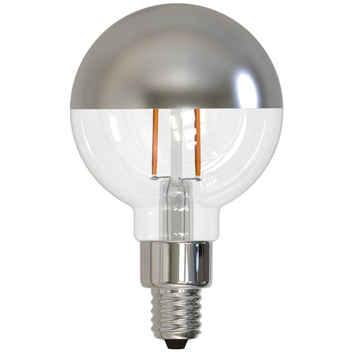 Bulbrite LED2G16/27K/FIL/HM/3 2.5W LED Filament Globe G16 120V Candelabra E12 Base 2700K Half Mirror Finish (776771)