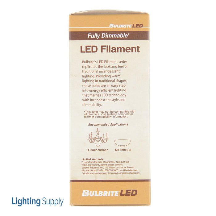 Bulbrite LED4F15/27K/FIESTA/CLR 4W LED F15 2700K Filament E26 Base Fiesta Bulb Clear Iridescent Fully Compatible Dimming (776580)