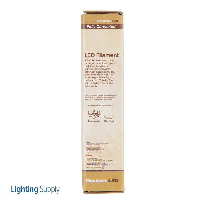 Bulbrite LED4T6/27K/FIL/3 4.5W ELD T6 2700K Filament E12 Base Clear Fully Compatible Dimming (776780)