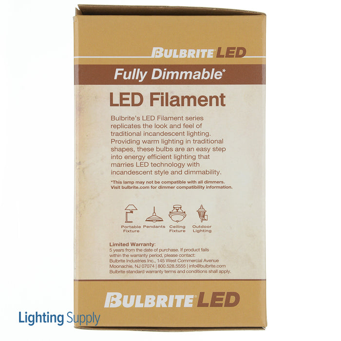 Bulbrite LED7G25/27K/FIL/M/3 7W LED G25 2700K Filament E26 Fully Compatible Dimming Milky White (776611)