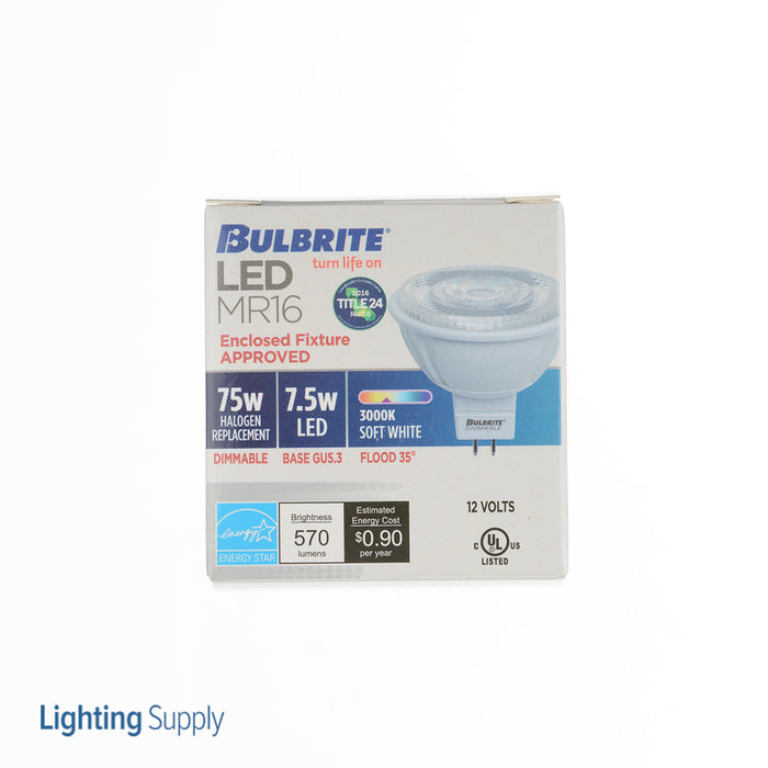 Bulbrite LED7MR16FL35/75/930/J/D 7.5W LED MR16 3000K Flood Dimmable 90 CRI 12V (771204)