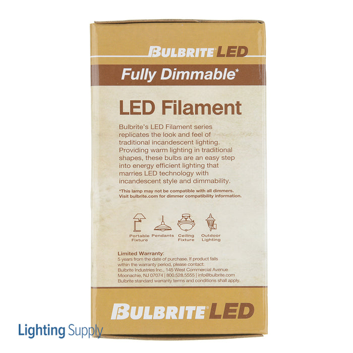 Bulbrite LED9A19/27K/FIL/4 9W LED A19 2700K Filament Bulb 1100Lm 90 CRI E26 Base 120V Fully Compatible Dimming Clear (776913)