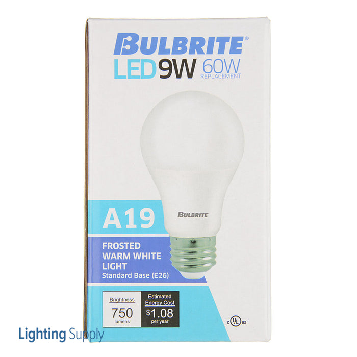 Bulbrite LED9A19/B60W/827/1P 9W LED A19 60W Equivalent 2700K Medium E26 Base 80 CRI 120V Non-Dimmable (774230)