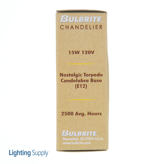 Bulbrite NOS15CTA 15W B11 Torpedo Nostalgic Amber E12 120V 2200K (413015)