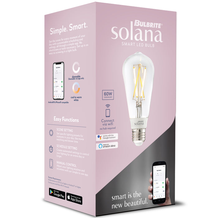 Bulbrite SL5WST18/W/CL/1P Smart LED Wi-Fi Bulb 5.5W ST18 White Light Clear 60W Equivalent (291120)
