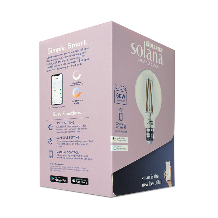 Bulbrite SL8WG25/90/W/CL/1P Smart LED Wi-Fi Bulb 8W G25 90 CRI White Light Clear 60W Equivalent (293125)