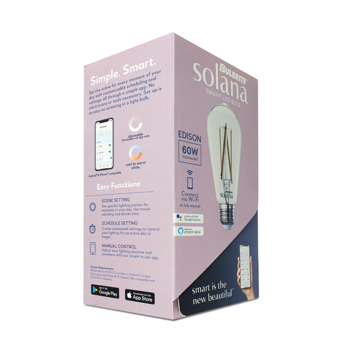 Bulbrite SL8WST18/90/W/CL/1P Smart LED Wi-Fi Bulb 8W ST18 90 CRI White Light Clear 60W Equivalent (291125)