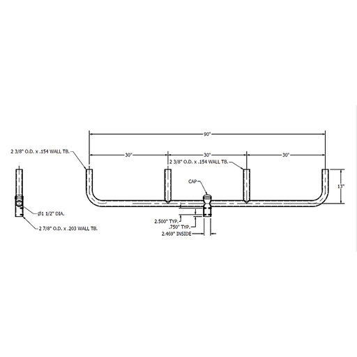 RAB Bullhorn Bracket 4 Lights Inline 30 Inch Spacing Steel Bronze (BULL4L)