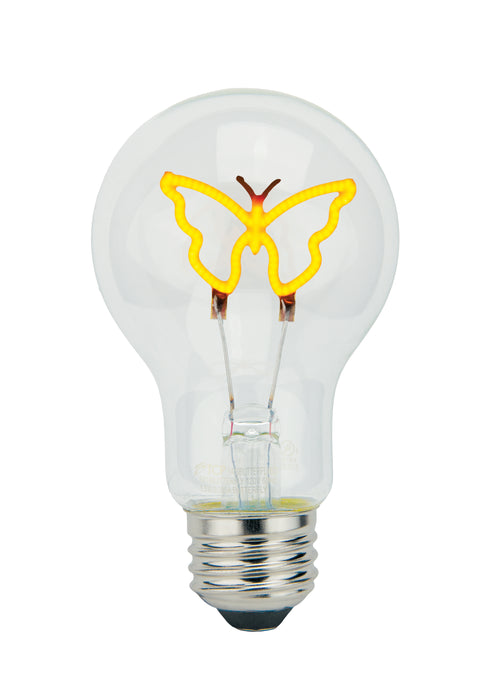 TCP A19 Shaped Filament Bulb - 0.3W 80 CRI 120V Dimmable E26 Base - Butterfly Base Down Yellow (FSA19BUTTERFLYBD)