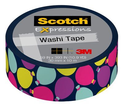 3M - 72935 Scotch Expressions Washi Tape C314-P86 .59 Inch X 393 Inch 15 Mm X 10 M Birthday Balloons (7100078334)