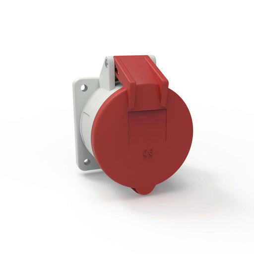 Bryant IEC Pin And Sleeve Female Receptacle 32A 380-480VAC 3-Pole 4-Wire Splash Proof Red (C432R3SCT)