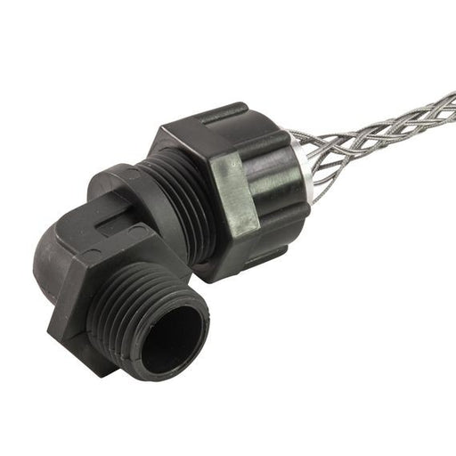 Remke Cord Grip Valox 90 Degree 1/2 Inch NPT Cable Range .438 .500 With Mesh Locknut And O-Ring (RSPV-9108-ELR)