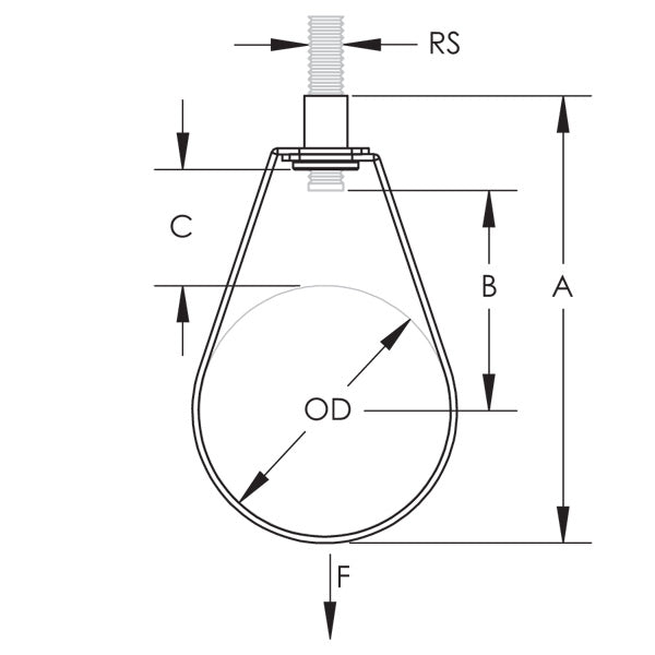 Caddy 115 Standard Duty Loop Hanger 1-1/2 Inch Pipe 1.9 Inch Outside Diameter 3/8 Inch Rod (1150150EG)