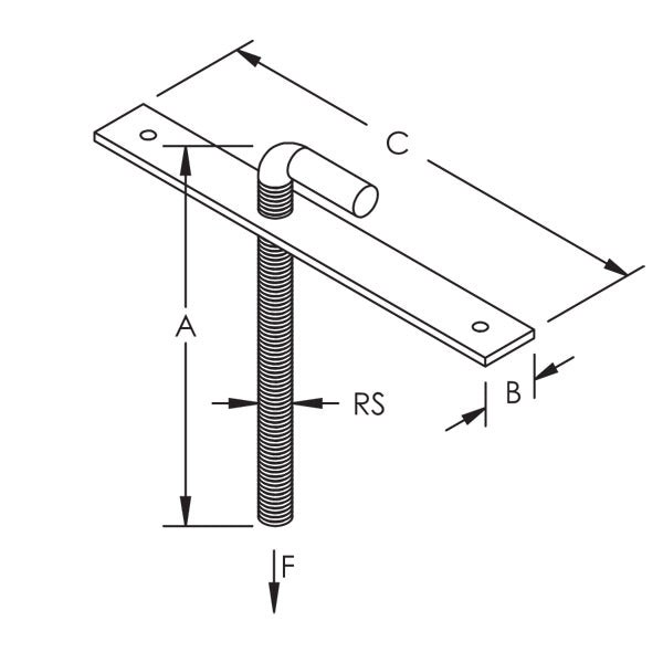 Caddy 370A Single Concrete Insert Plate And Rod 1/2 Inch Rod (370A0050PL)