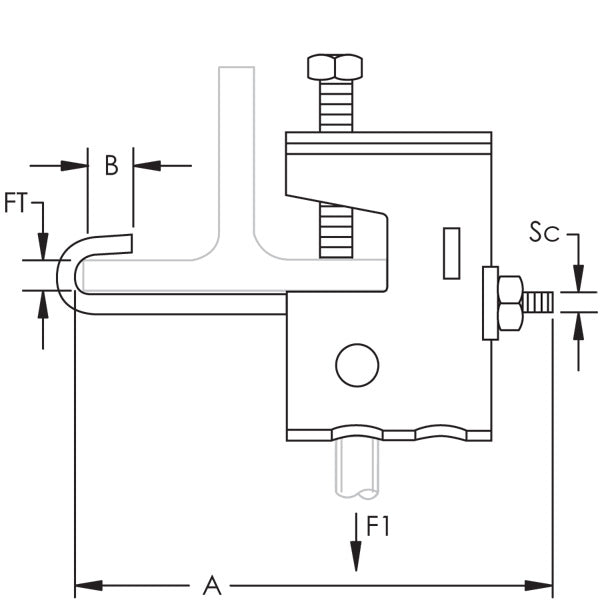 Caddy BC11/BC12 Multi-Function Clamp With J-Bolt 3/8 Inch 1/2 Inch Rod 3/4 Inch Maximum Flange (BC110000EG)