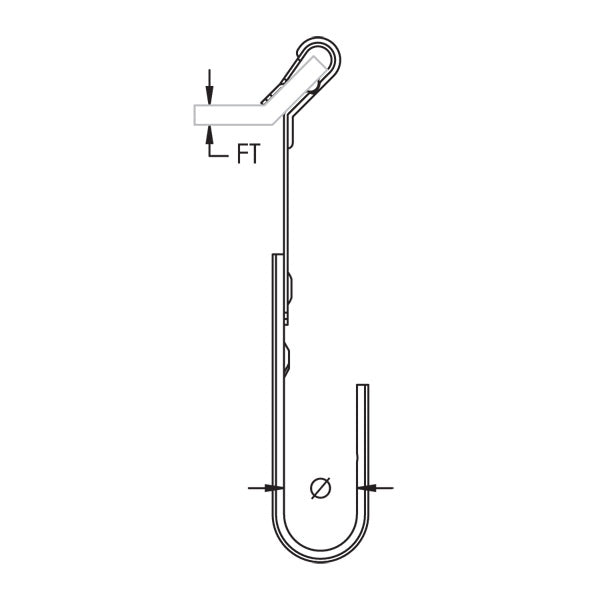 Caddy CableCAT J-Hook With Z Purlin Retainer Steel Spring Steel 3/4 Inch Diameter 1/16 Inch-1/4 Inch Flange (CAT12AF14)