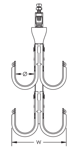 Caddy CAT HP J-Hook Tree Flange Mount Double Sided 2 Inch Diameter 3 Tier (CAT32HPDFM3)