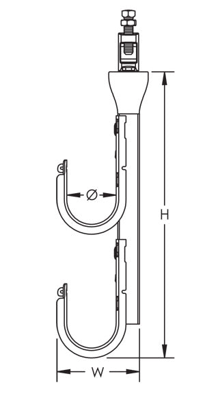 Caddy CAT HP J-Hook Tree Flange Mount Single Sided 2 Inch Diameter 3 Tier (CAT32HPSFM3)