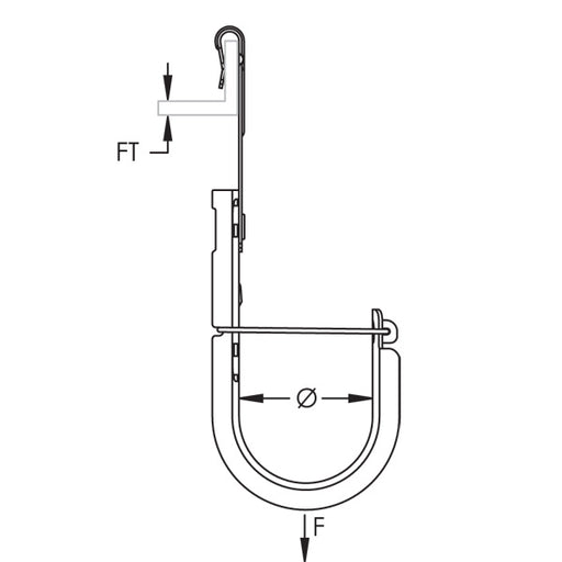 Caddy CAT HP J-Hook With C Purlin Retainer 3 Inch Diameter 1/16 Inch-1/4 Inch Flange (CAT48HPVF14)