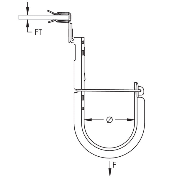 Caddy CAT HP J-Hook With Hammer-On Flange Retainer 1 Inch Diameter 1/8 Inch-1/4 Inch Flange (CAT16HP24SM)