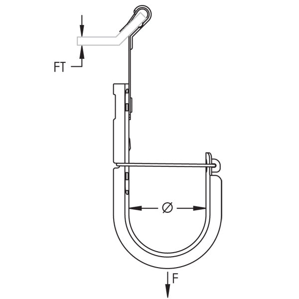 Caddy CAT HP J-Hook With Z Purlin Retainer 2 Inch Diameter 1/16 Inch-1/4 Inch Flange (CAT32HPAF14)