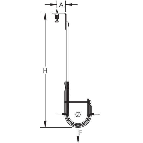 Caddy Drop Bar 12 Inch Overall Length With 2 Inch J-Hook (DB12SFCAT32HP)