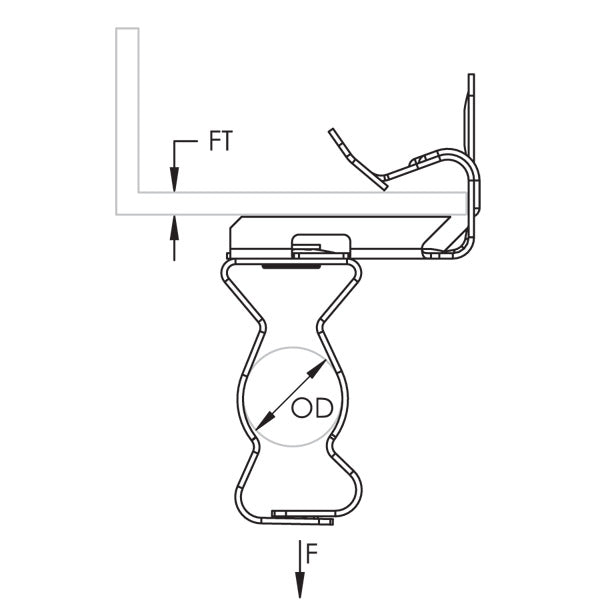 Caddy EM-M Conduit Pipe To Flange Retainer Spring Steel Caddy Armour 1-1/4 Inch EMT 1-1/4 Inch Rigid/Pipe 5/16 Inch-1/2 Inch Flange (20M58)